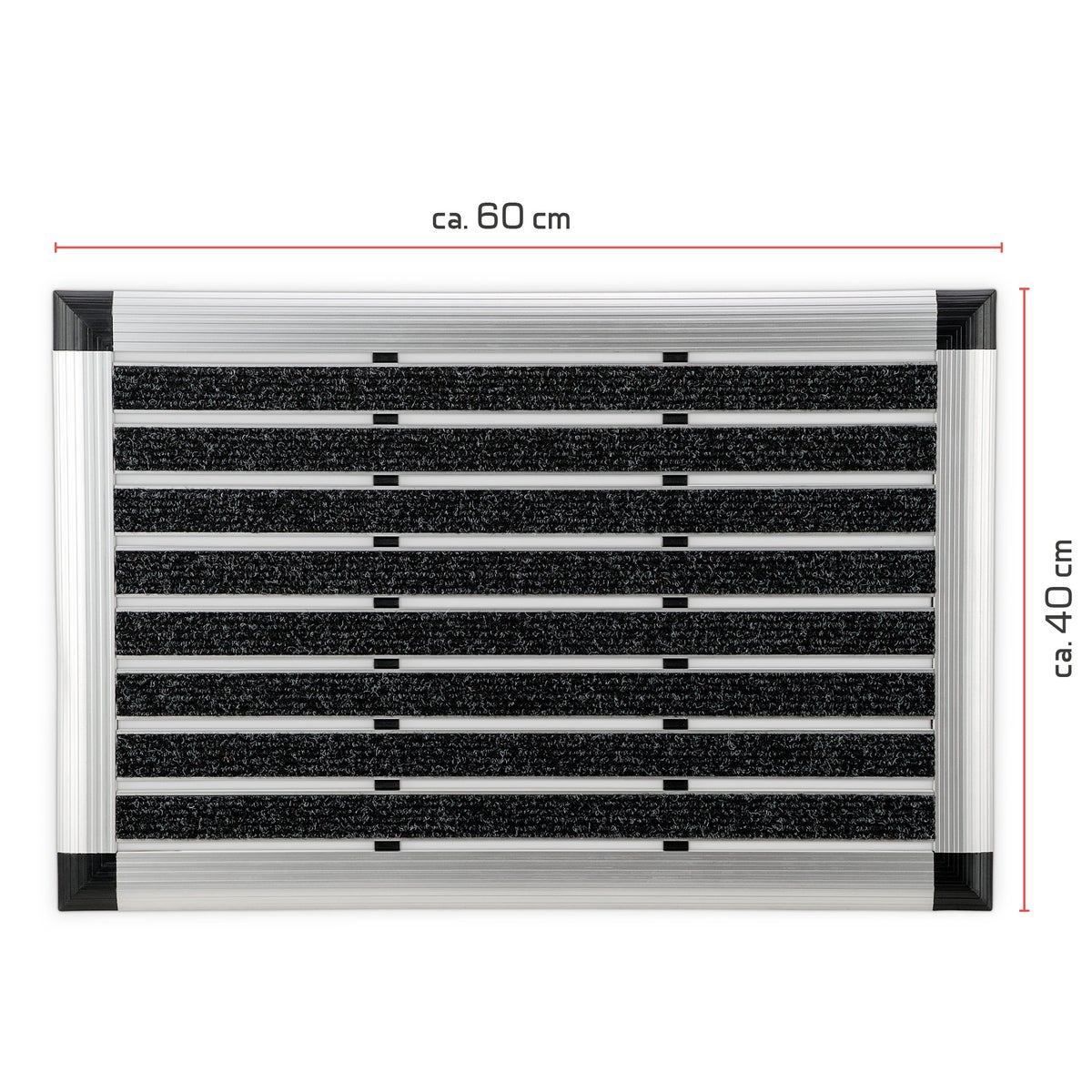 Bomoe AluGant Aluminium Deurmat L40xB60xH1.5cm Zilver