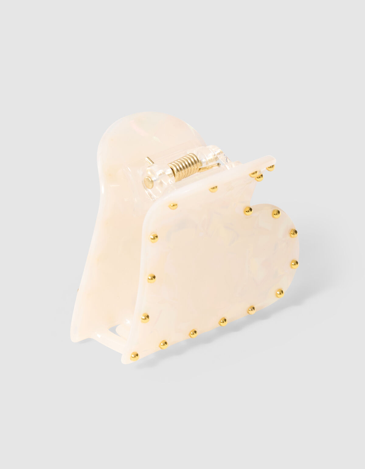 Studded Heart Haarclip Gebroken Wit
