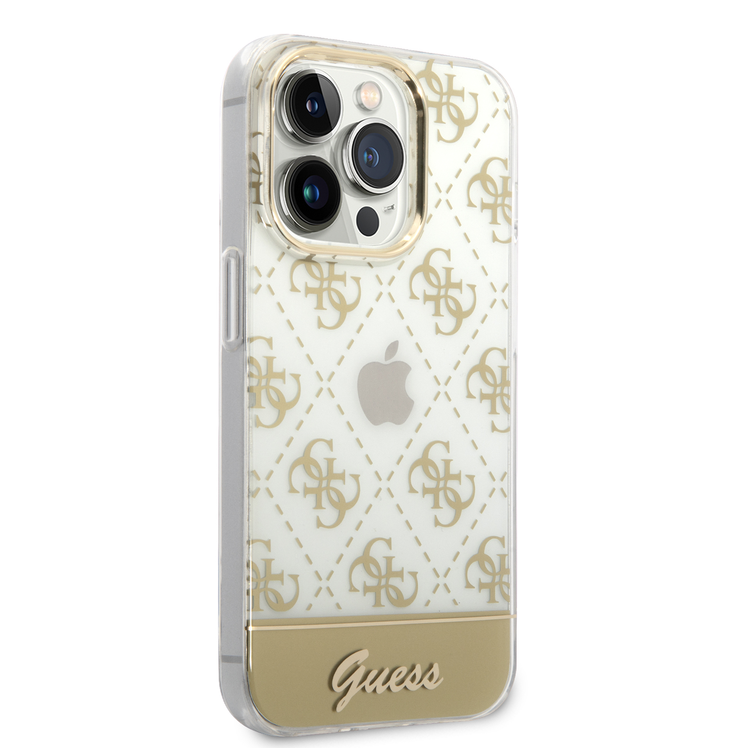 iPhone 14 Pro Max Hardcase Hülle 4G Pattern Script (GUHCP14XHG4MHG) - Gold / Transparent