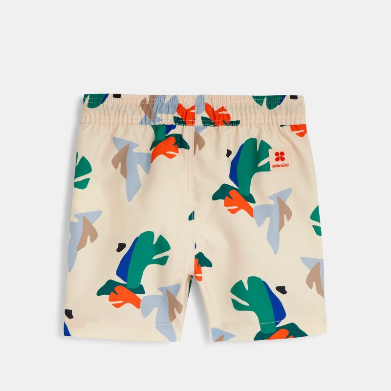 Short de bain bébé garçon beige à motifs feuilles géométriques Catimini Beige