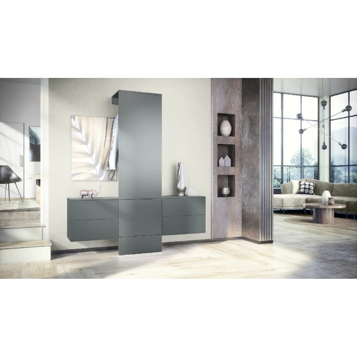 MPC Vestiaire - Gris et graphite satiné mat - 157 x 193 x 35 cm