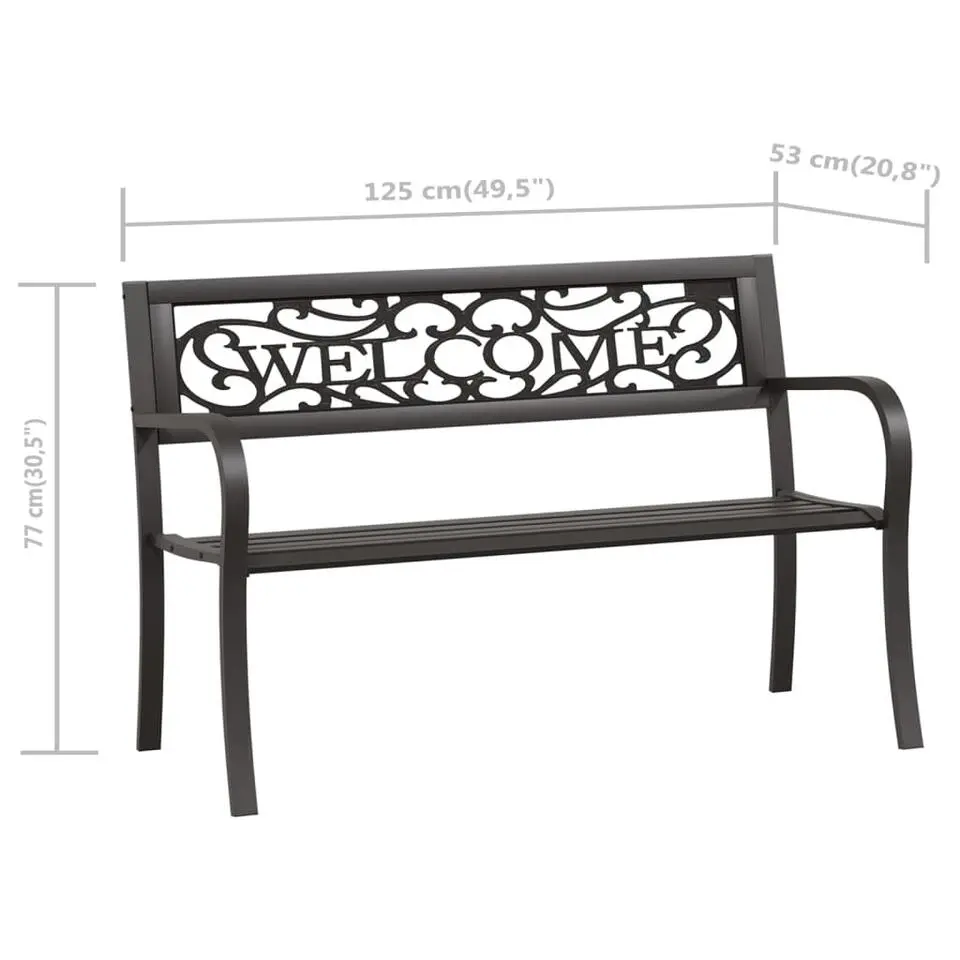 vidaXL - Tuinbank - Zwart - Staal - 125 cm