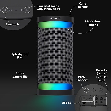 Sony bærbar trådløs højttaler SRS-XP500 (sort)