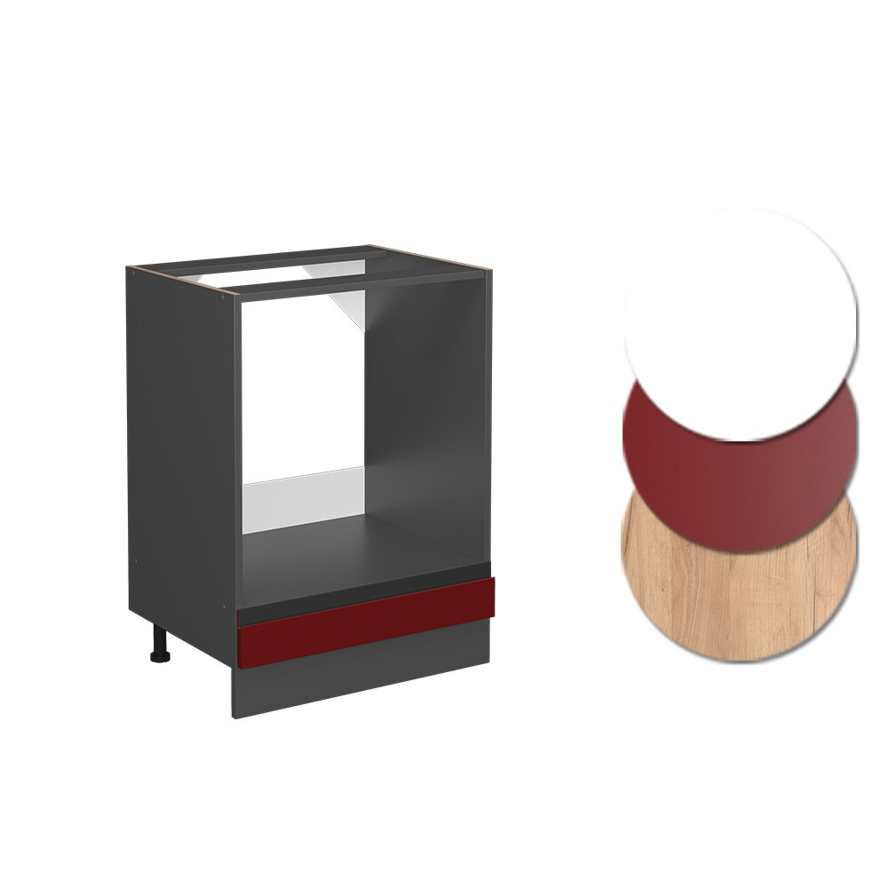 Vicco Herdschrank Küchenschrank Küchenmöbel R-Line J-Shape Anthrazit Rot 60 cm modern