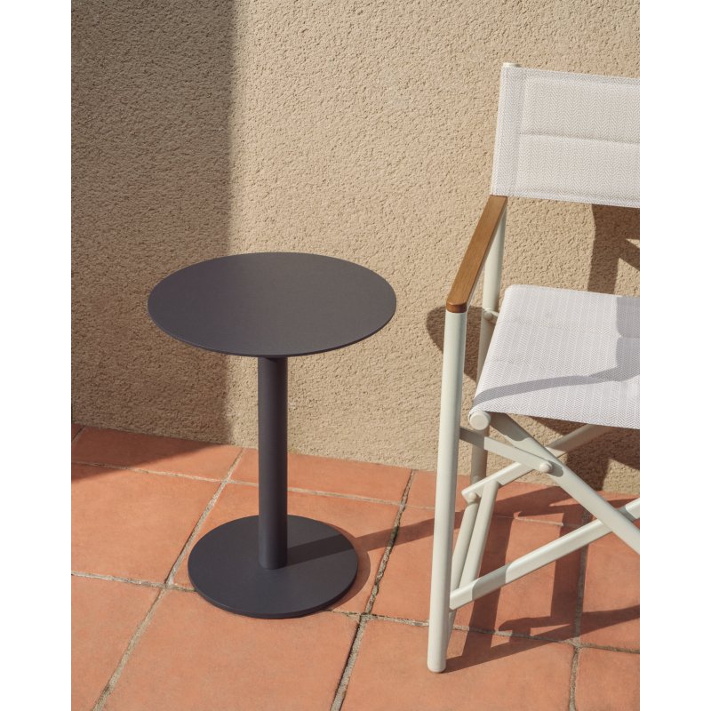Table auxiliaire Asinara en aluminium graphite Ø 40 cm