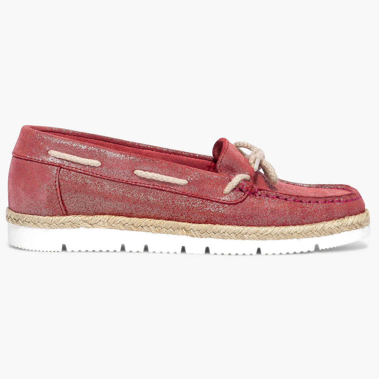 Bocage Chaussures bateau en Velours de Cuir Lauris rouges