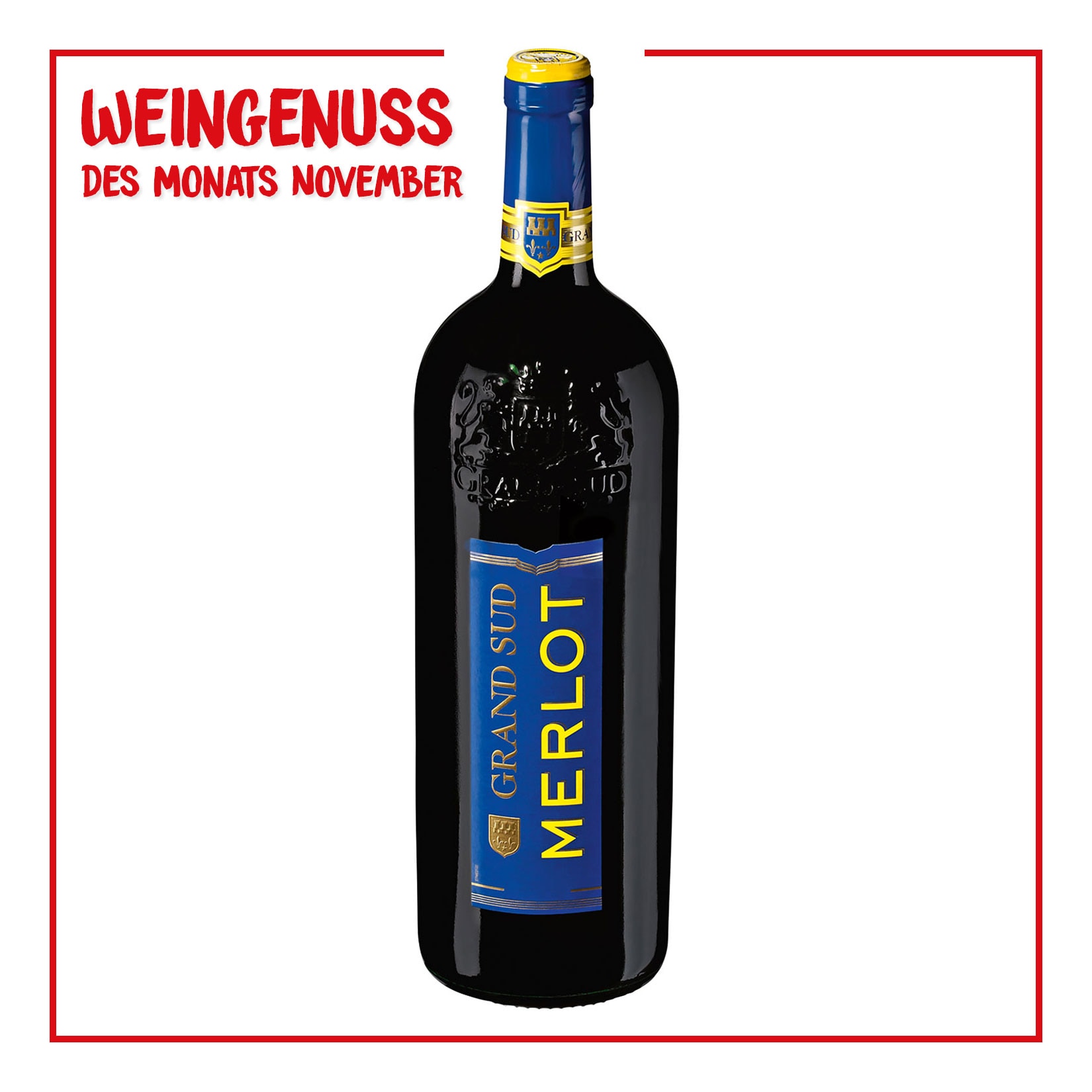 Grand Sud Merlot Pays d'Oc IGP 13,0 % vol 1 Liter