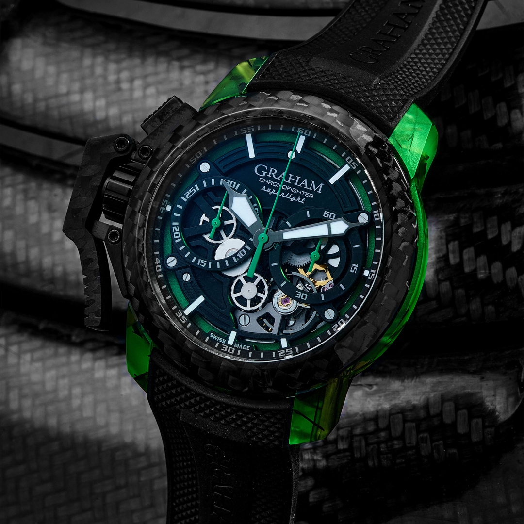 Graham Chronofighter Superlight Carbon Skeleton - Translucent Green