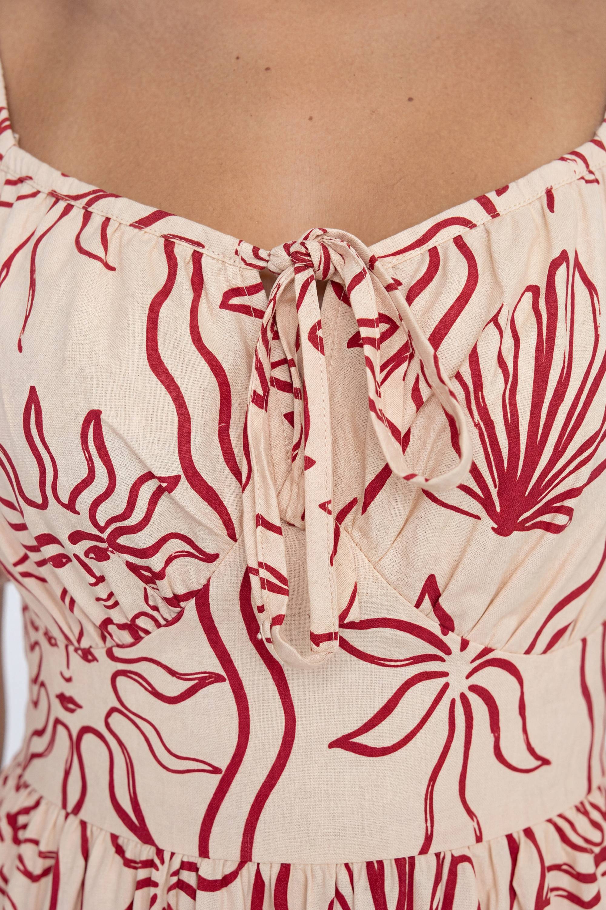 boohoo Robe Courte À Imprimé Coquillages Effet Lin Avec Manches Volumineuses