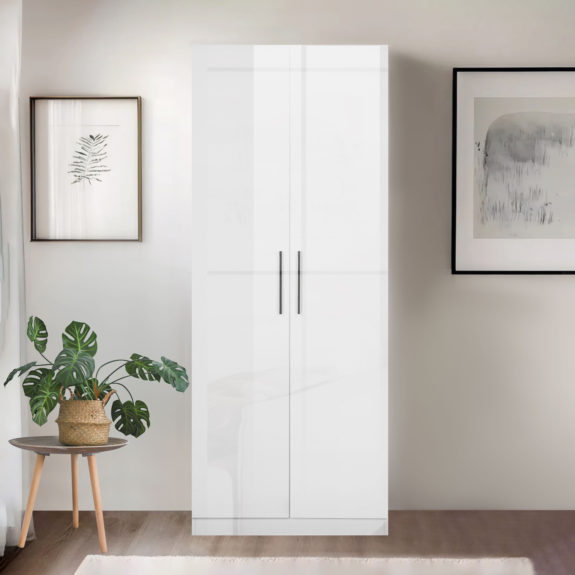 GOODproduct Kleiderschrank »Sylt Schlafzimmerschrank Garderobe Schrank Bestseller hochglanz« hochwertige Metall Griffe in schwarz,  Drehtürenschrank mit perfekter Innenausstattung, Breite 800cm