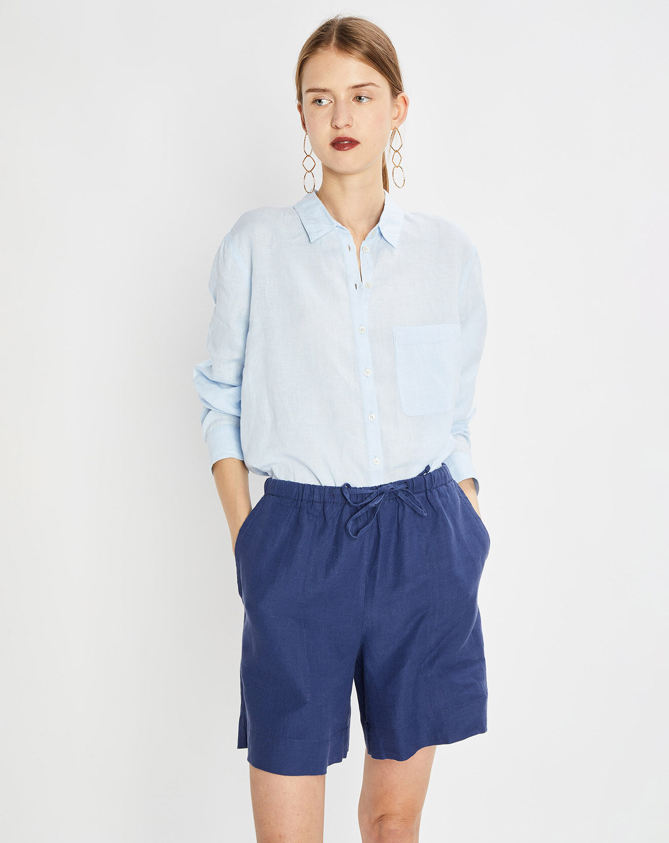 Marc O'Polo Chemise 100% Lin Rana bleu clair