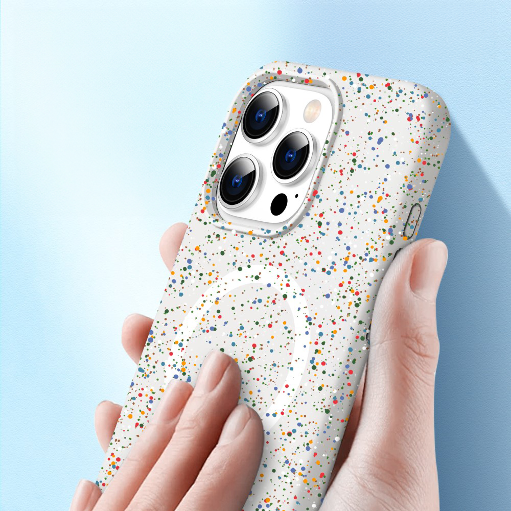 iPhone 16 Pro MagSafe Hardcase Hülle im Dot Desing - Weiss / Bunt