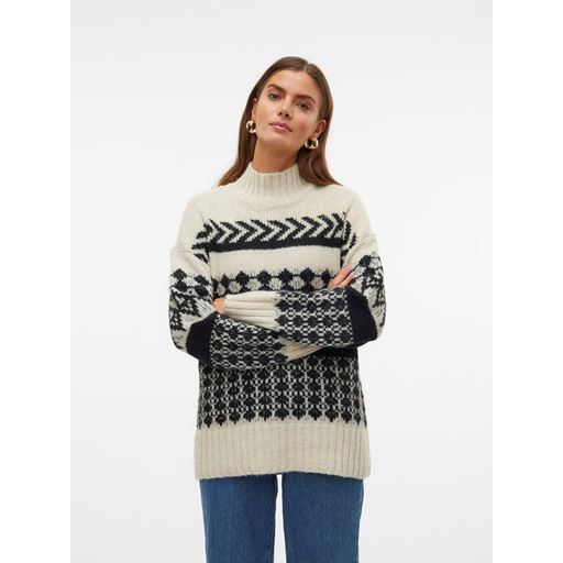 Vero Moda Ample Striktrøje, Birch/Black, XL