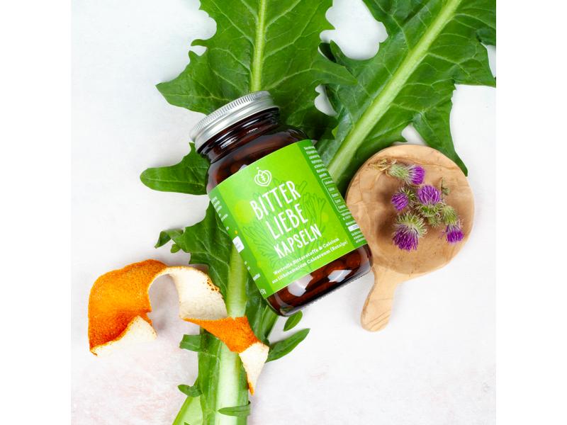 Bitterliebe Wertvolle Bitterstoffe Kapseln 90 Stück Vegane Nahrungsergänzung mit natürlichen Bitterkräutern