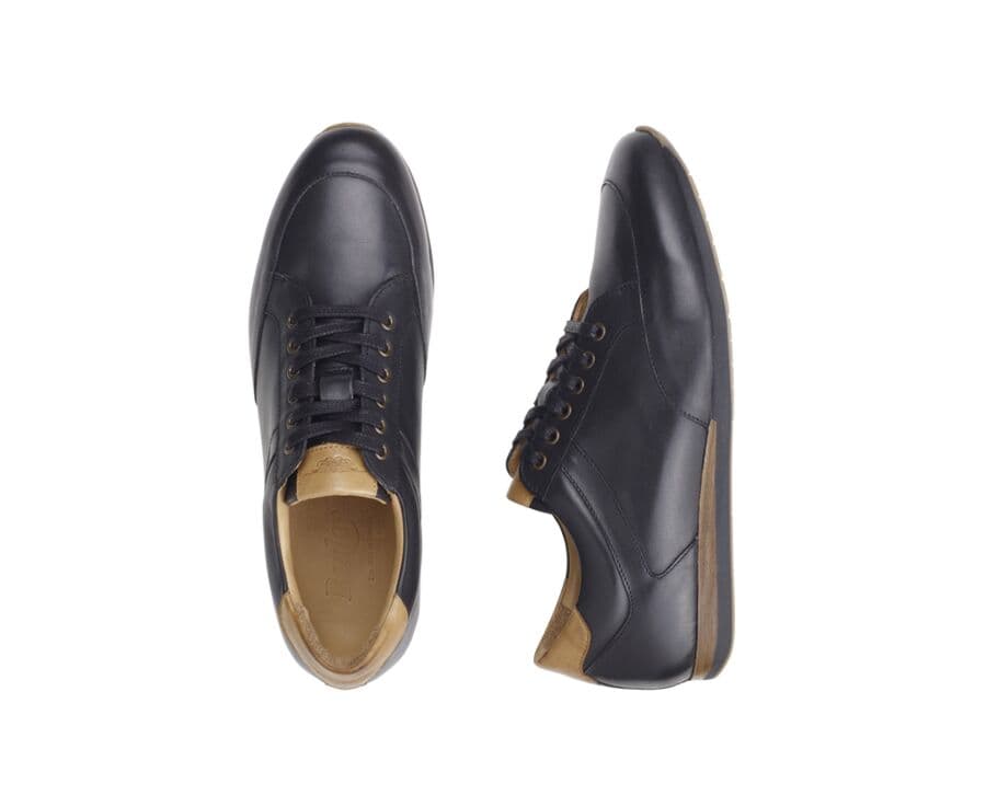 Sneakers homme cuir Noir Patiné - BELBARA