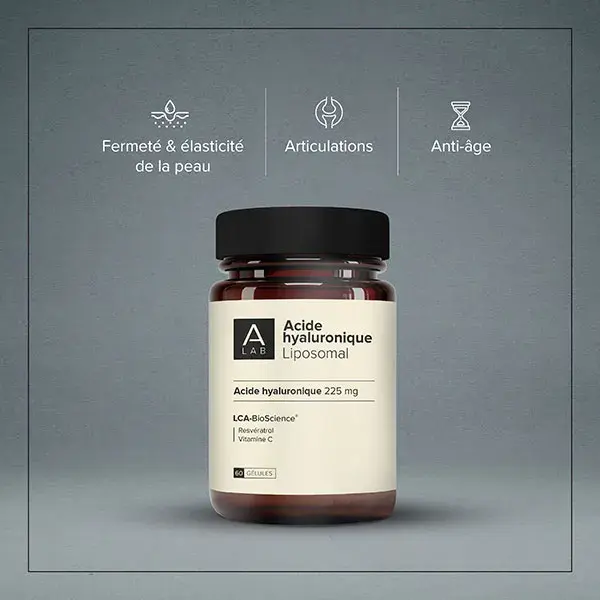 Ácido Hialurônico Lipossomal A-Lab 225mg - Antirrugas, Elasticidade e Firmeza da Pele - 60 cápsulas