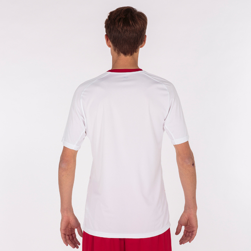 Camiseta Joma Tiger III de manga curta branca e vermelha