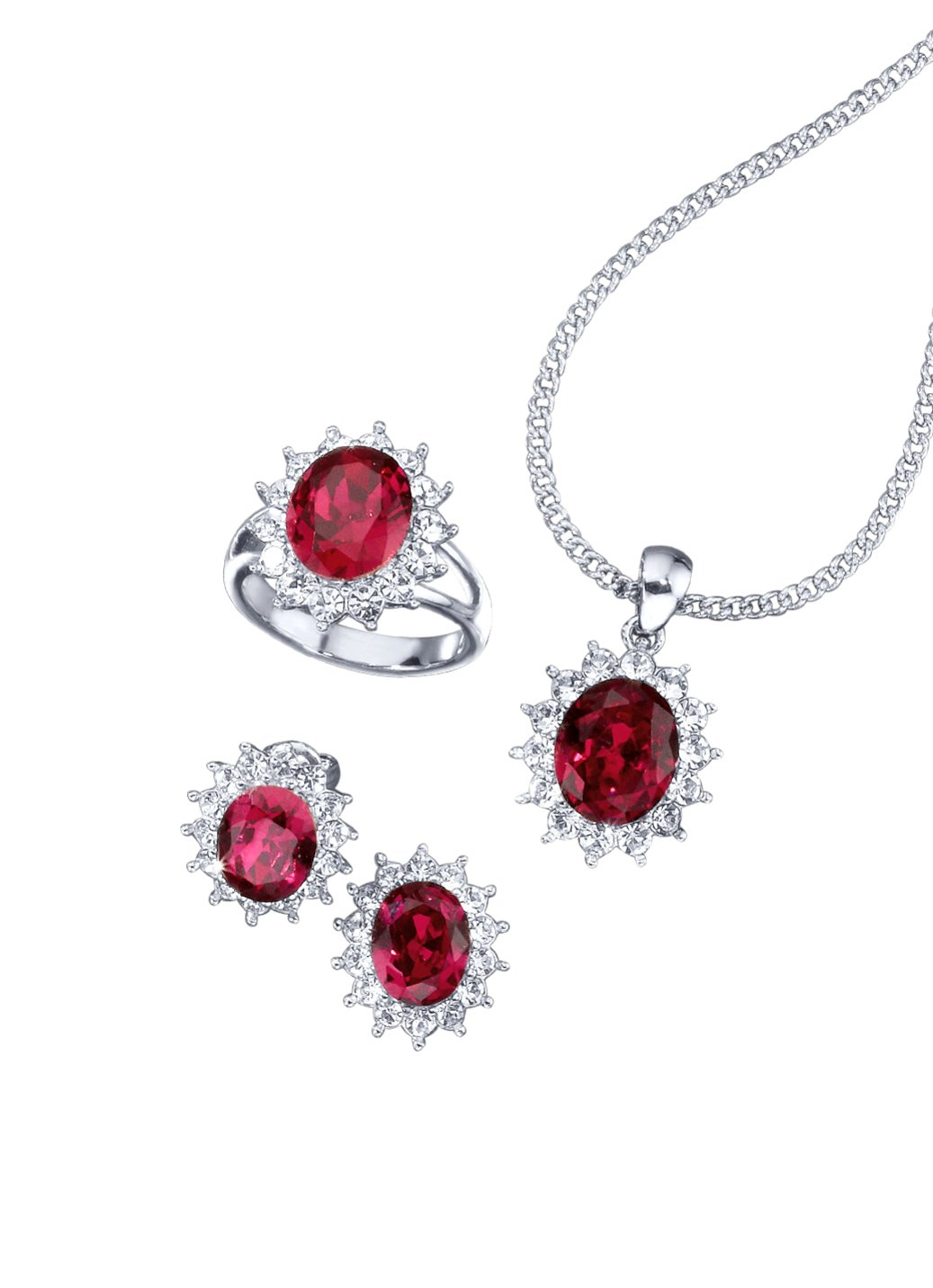 Schmuck-Set, 4-teilig mit Weißgoldauflage