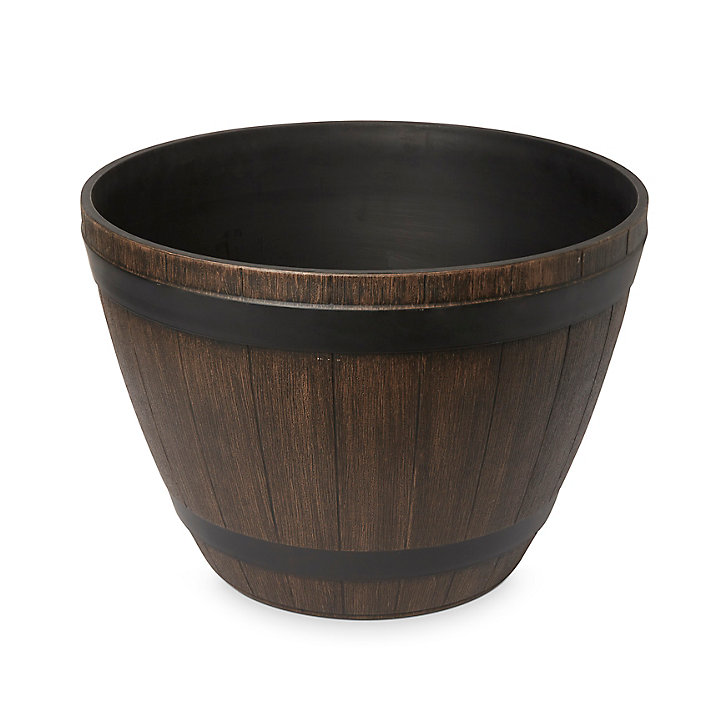 Pot rond plastique Blooma Lule effet tonneau ø52 x h.37 cm