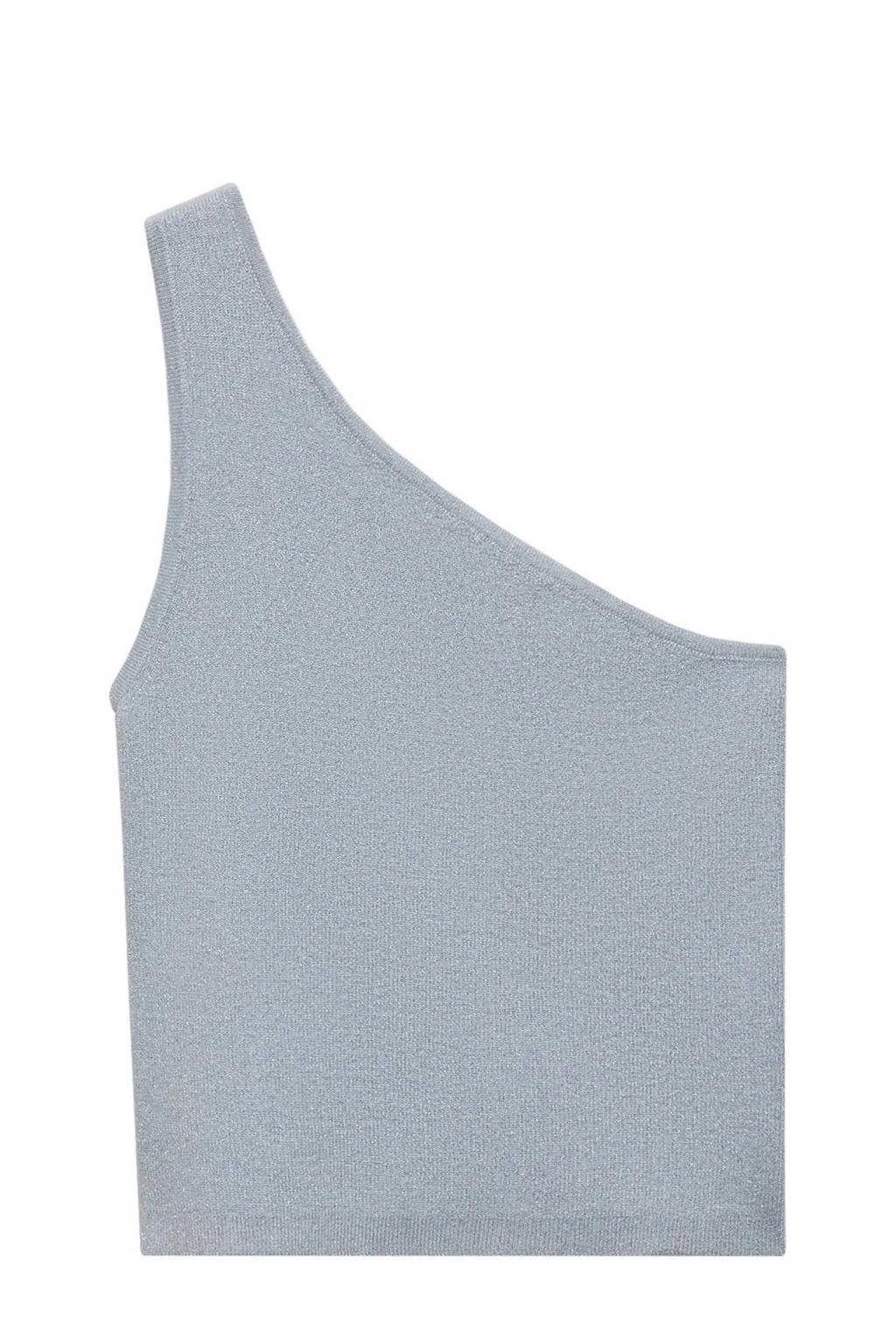 MANGO TEEN one shoulder top pastelblauw