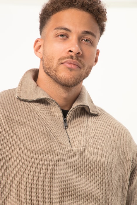 STHUGE Pullover, Wollanteil, Stehkragen mit Zipper, bis 8 XL