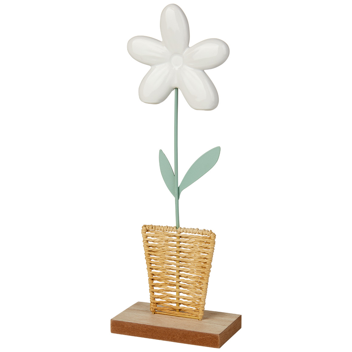 My Home Deko-Aufsteller Blume mit Keramikblüte weiss