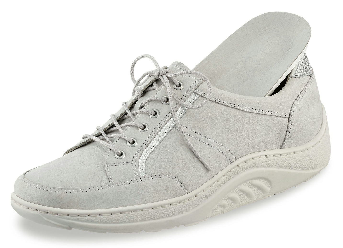 Waldläufer Schnürschuh mit edlen Metallicleder-Einsätzen