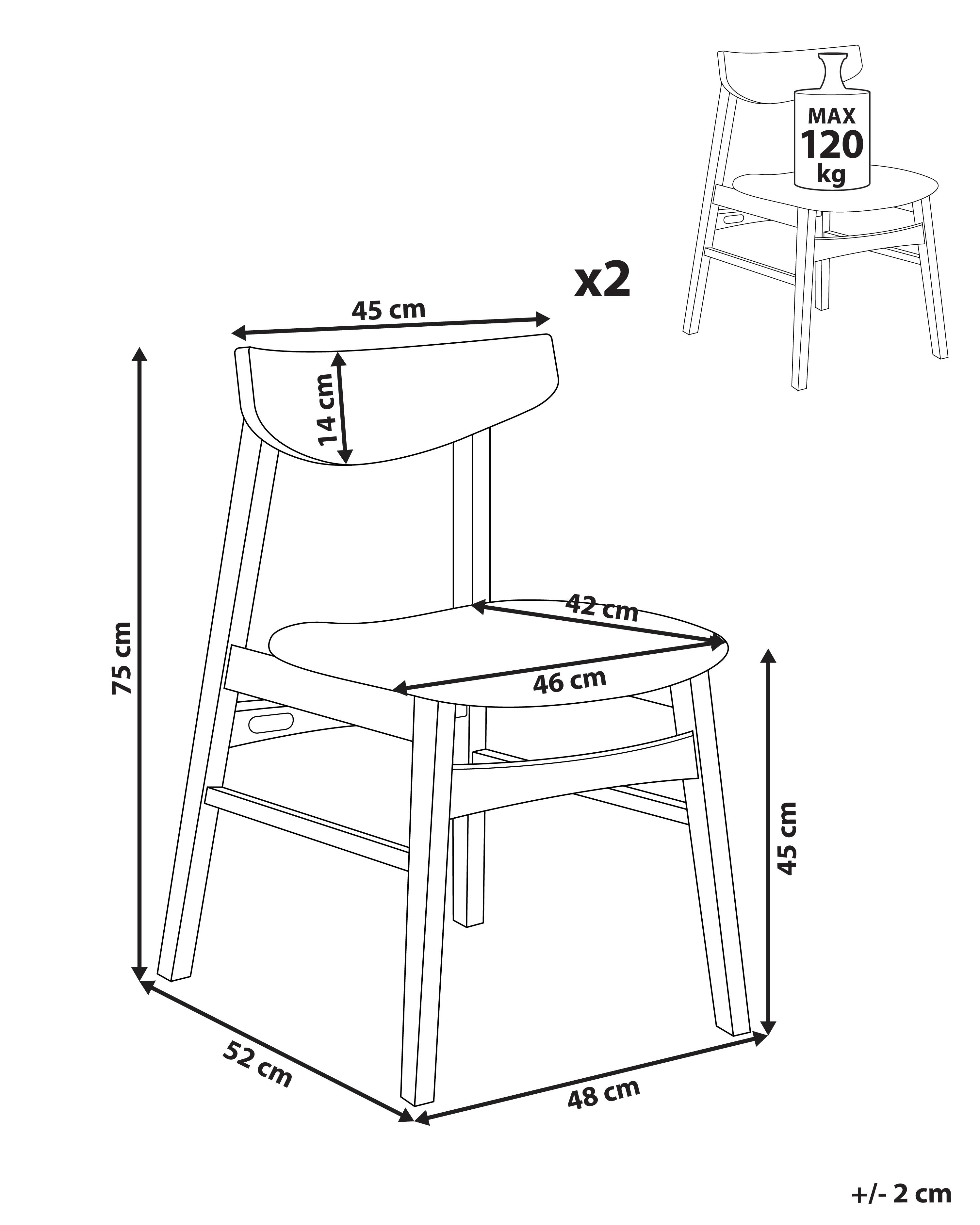 Set van 2 eetkamerstoelen SMILEY Hout Lichtgrijs