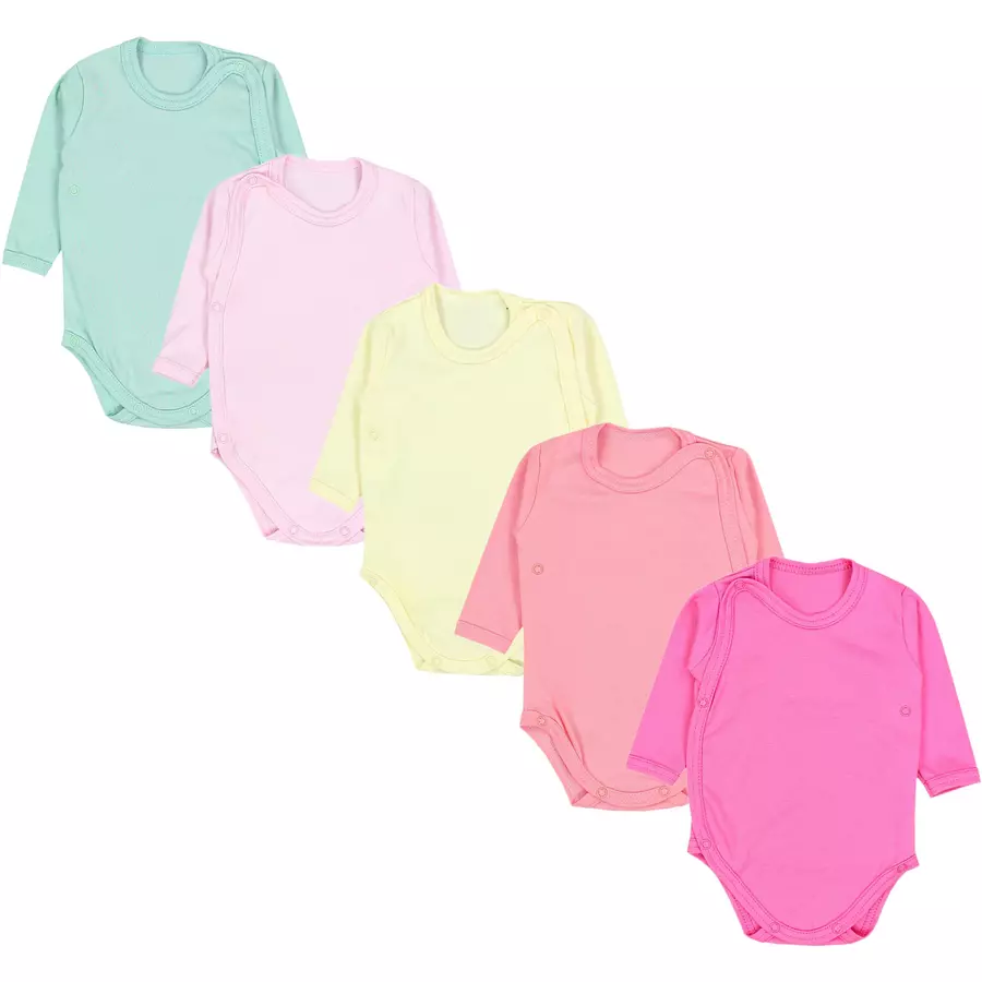 TupTam Baby Langarm Wickelbody 5er Pack rosagelb