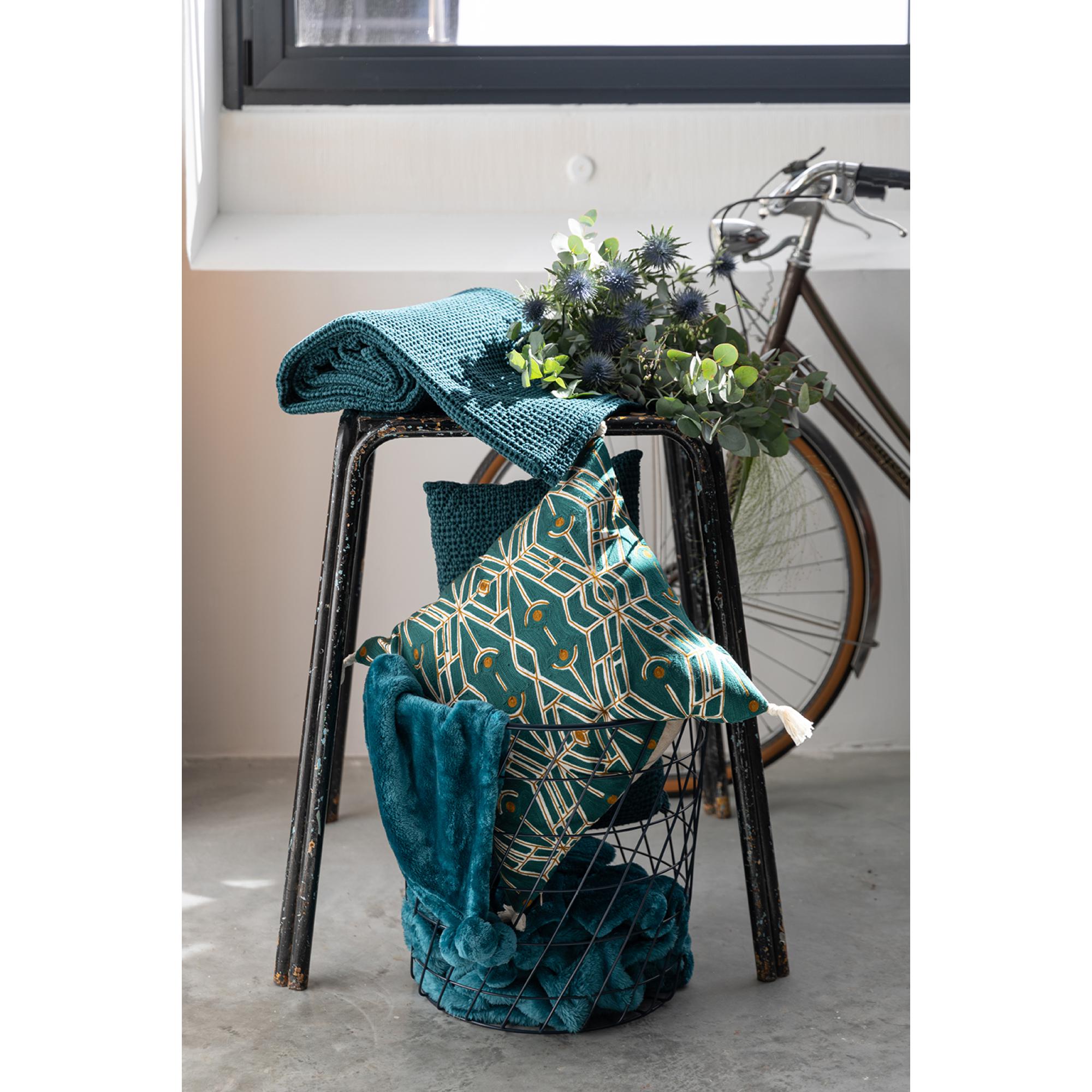 Coussin stonewashed maia petrole 30 x 50 cm