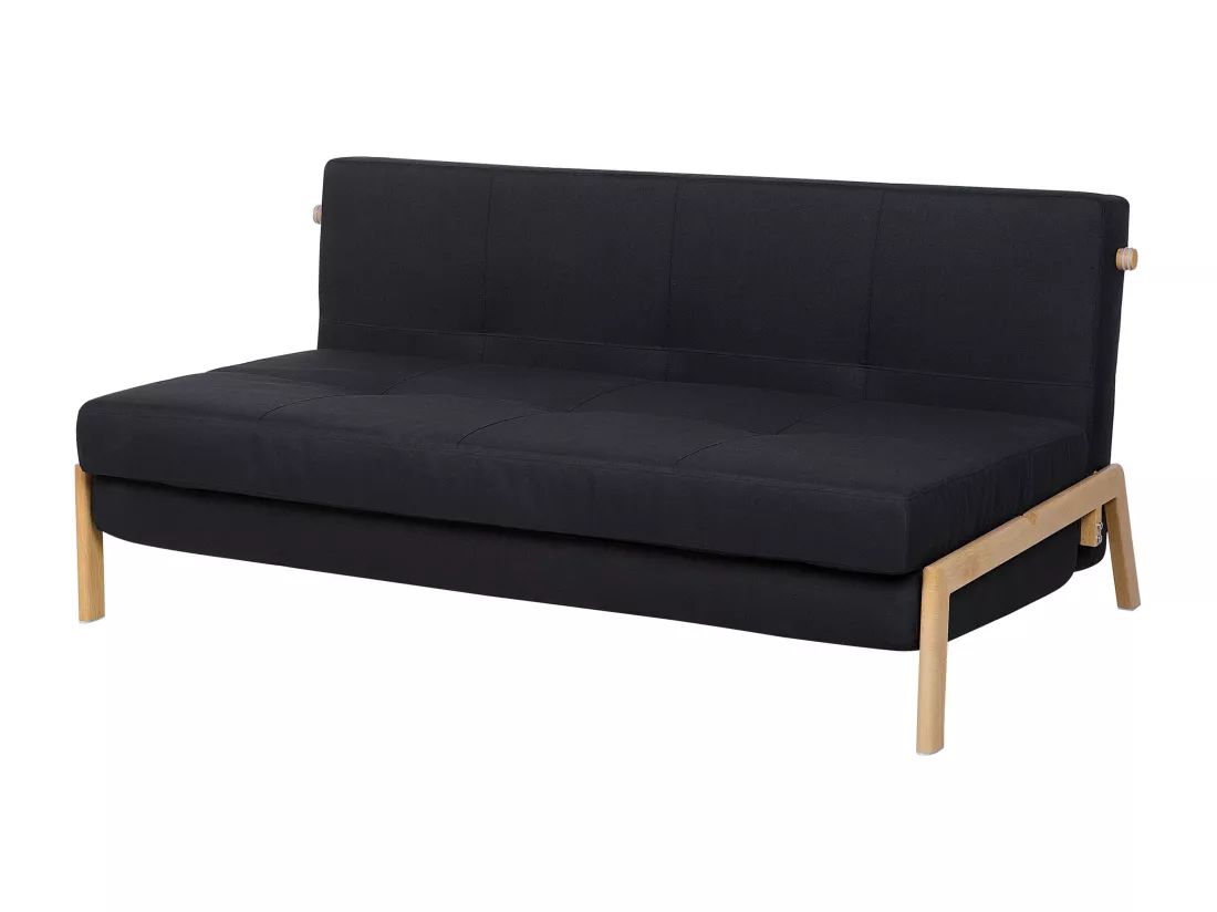 Canapé convertible 2 places en tissu noir EDLAND