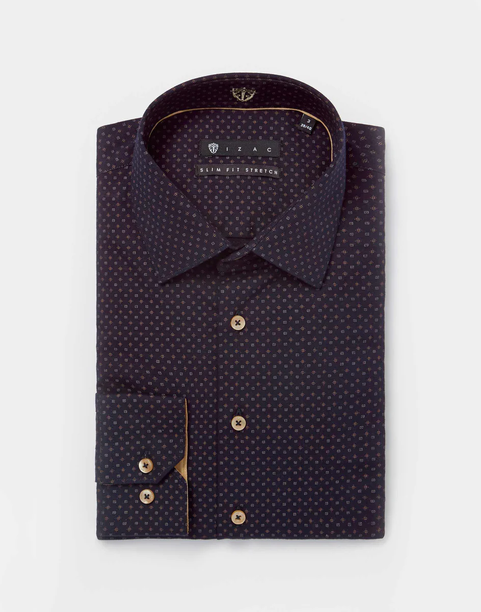 Chemise Micro-Motif Marine