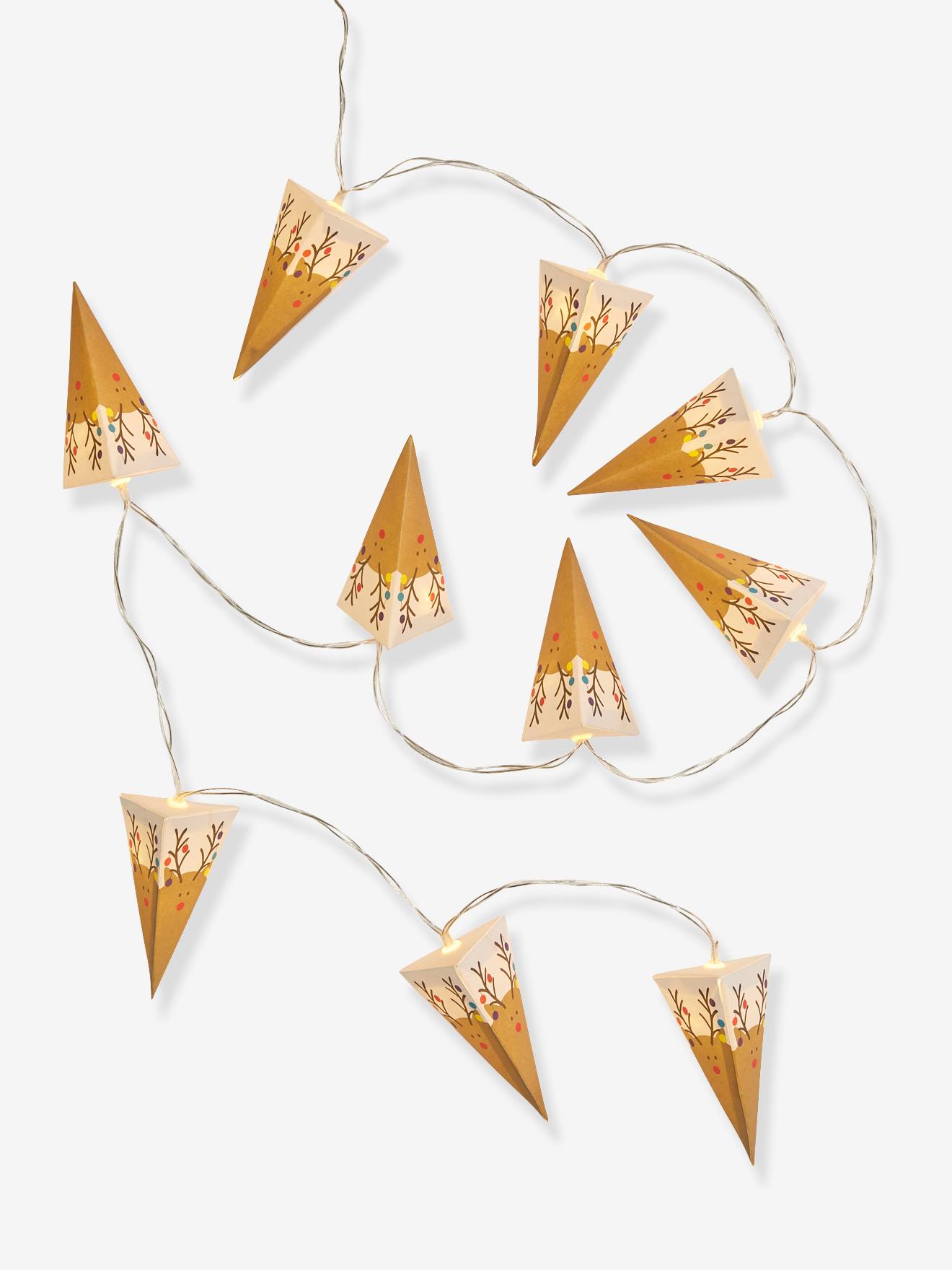 Cordão de luzes com pirâmides, estampa amarela média