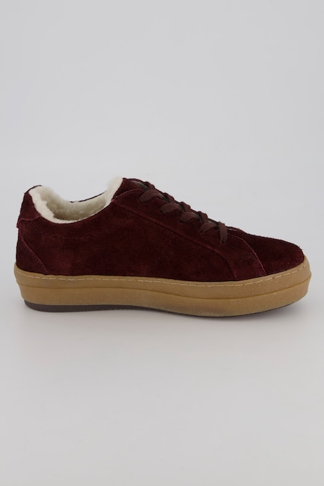 Leder-Sneaker, Wollfutter, Veloursleder, Weite H