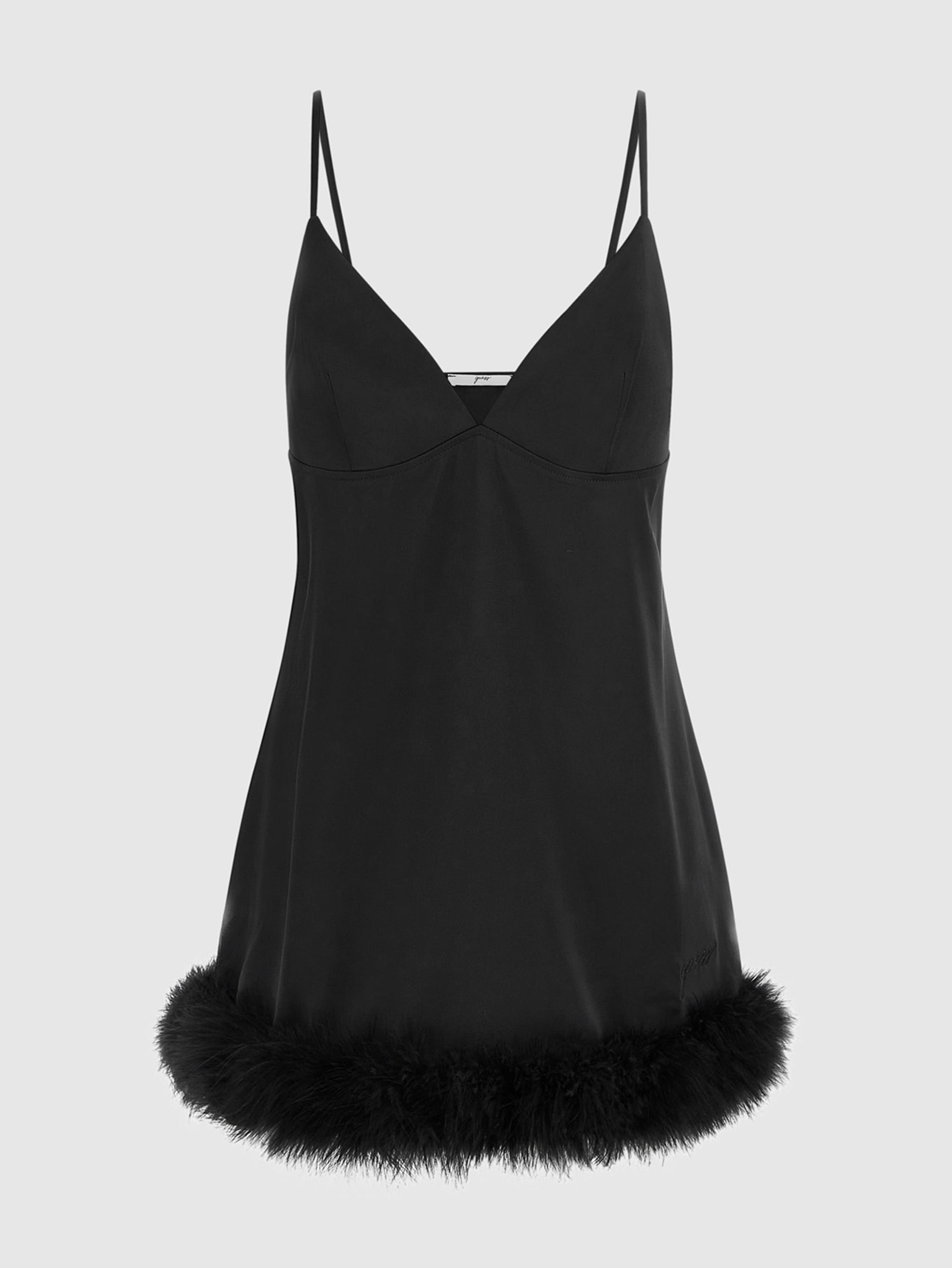 Vestido curto ecológico de penas