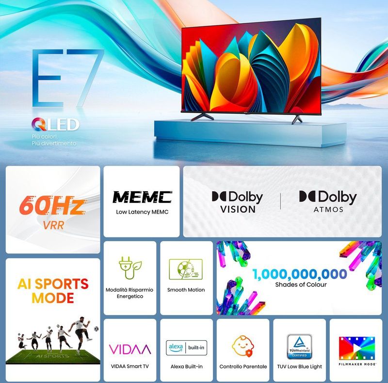 Hisense - 50E7NQ - QLED Smart TV - 127 cm - Quantum Dot Colour - Dolby Vision