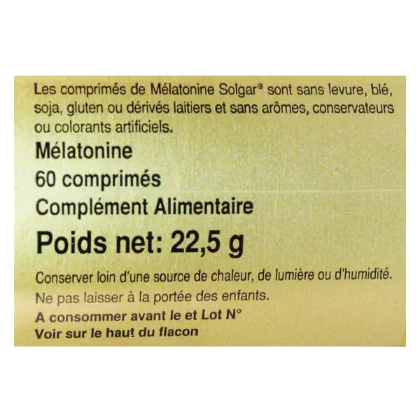 Melatonina Solgar 1mg 60 comprimidos