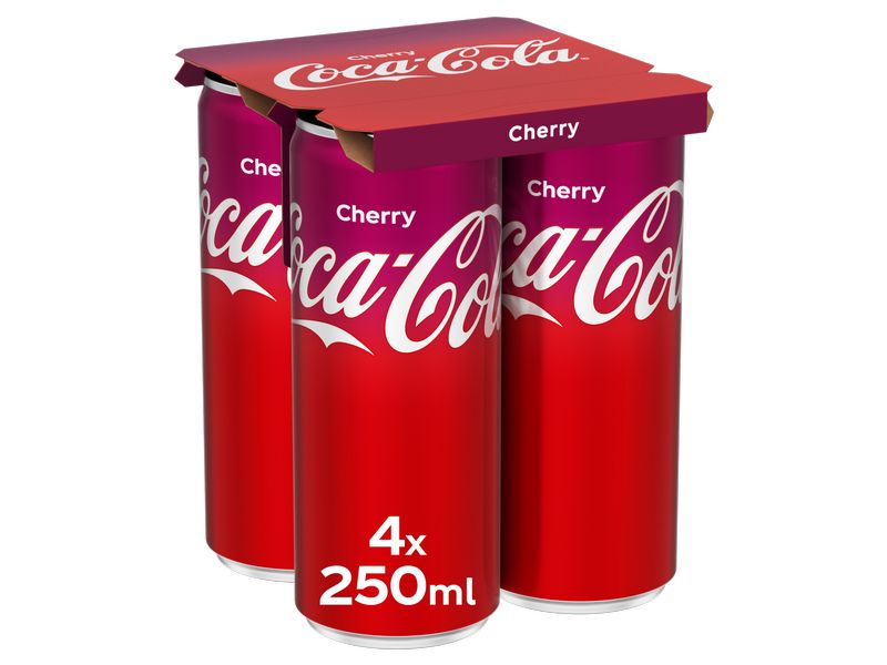 Coca Cola Soft-Drinks Cherry 4 x 0.25 l Koffeinhaltiges Erfrischungsgetränk mit Kirschengeschmack