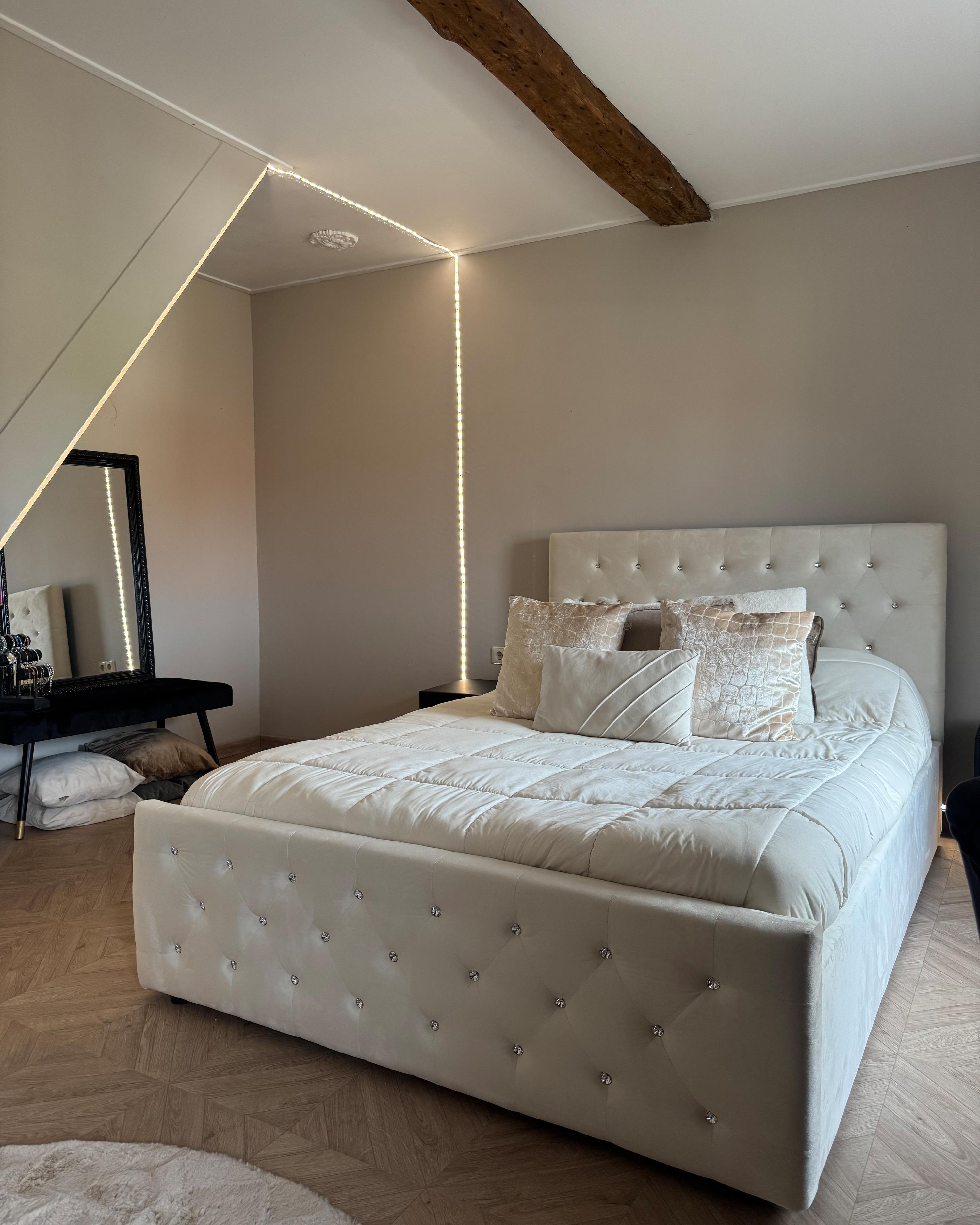 Bed met opbergruimte Fluweel AMIENS 180 x 200 cm Lichtbeige