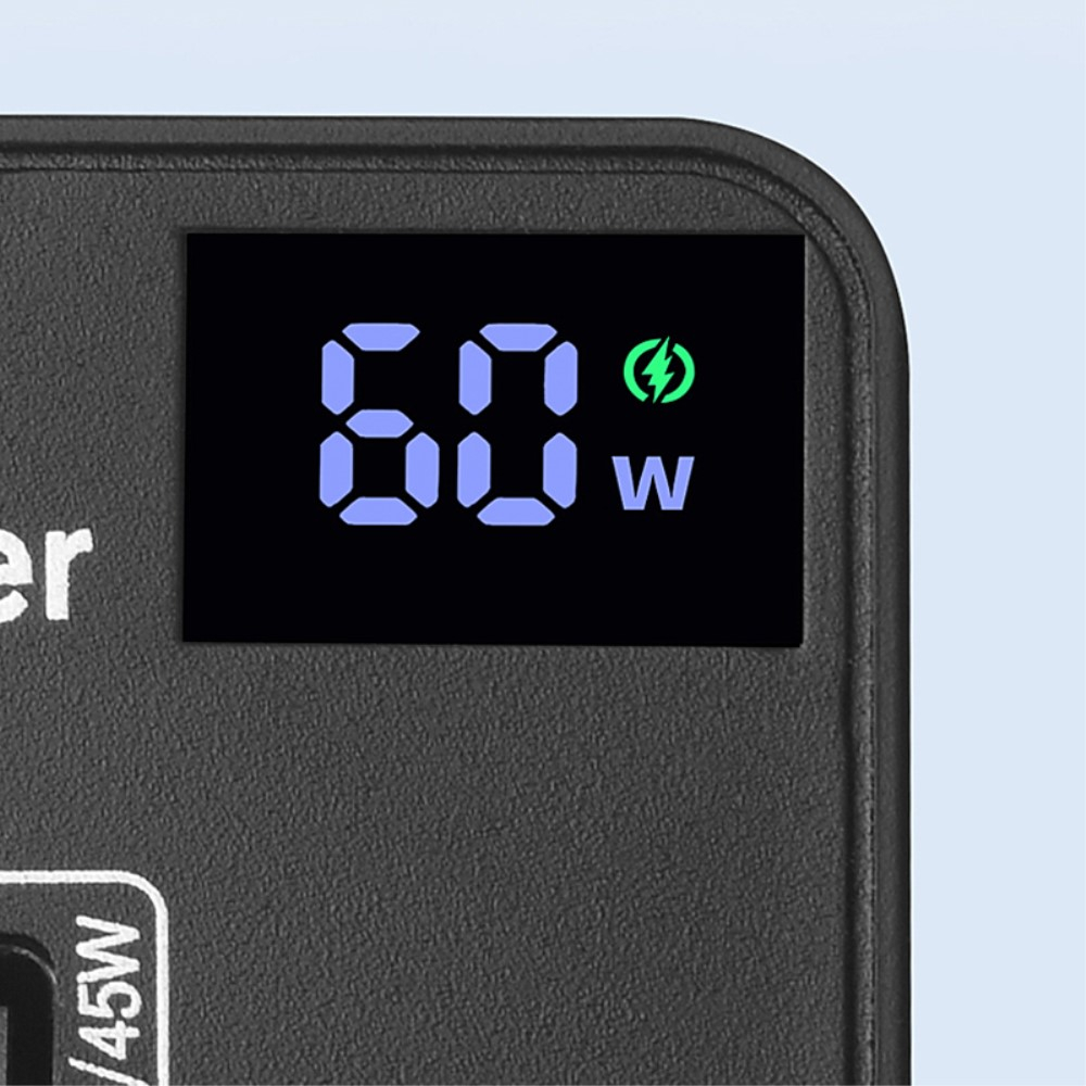 (65W) 4x USB C Ladegerät Universal Ladestation mit LCD Anzeige Power Delivery Quick Charge 3.0 - Schwarz