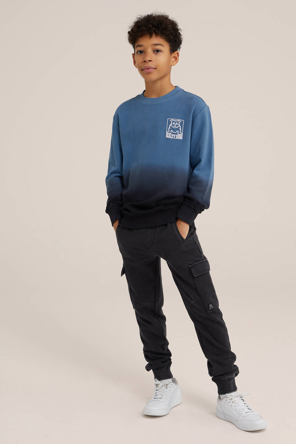 WE Fashion slim fit joggingbroek zwart