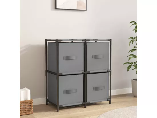 Armoire de rangement 4 paniers en tissu Gris 63x30x71 cm Acier