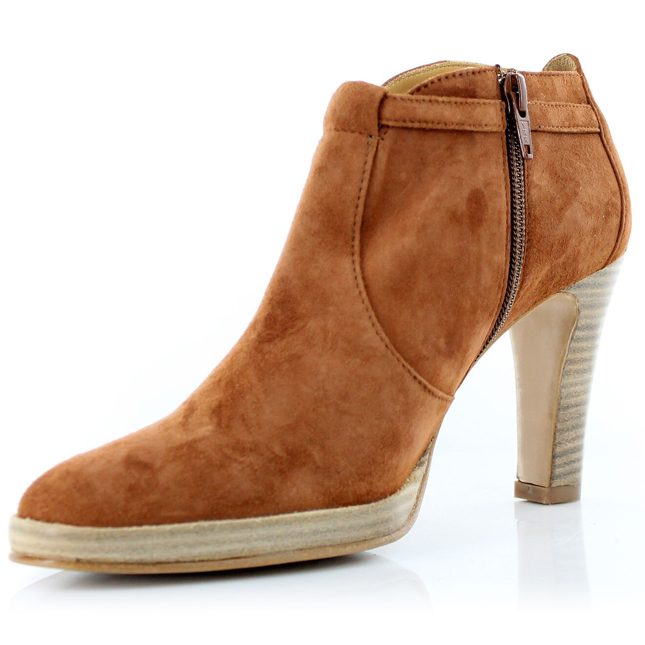 Atelier voisin Bottines en Velours de Cuir Perdris camel - Talon 5 cm