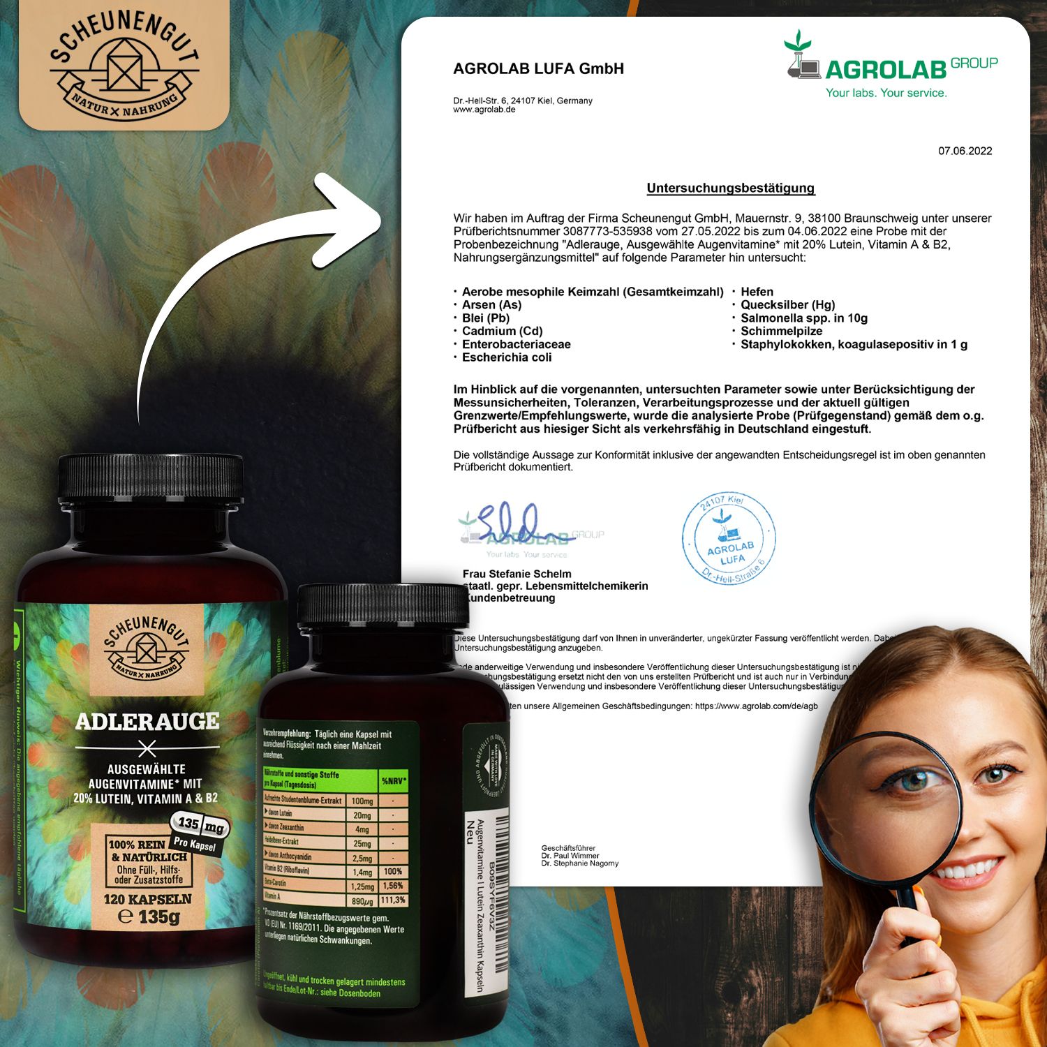 Scheunengut® ADLERAUGE | 20mg Lutein, 4mg Zeaxanthin, Anthocyanidin & ausgewählte Augenvitamine*