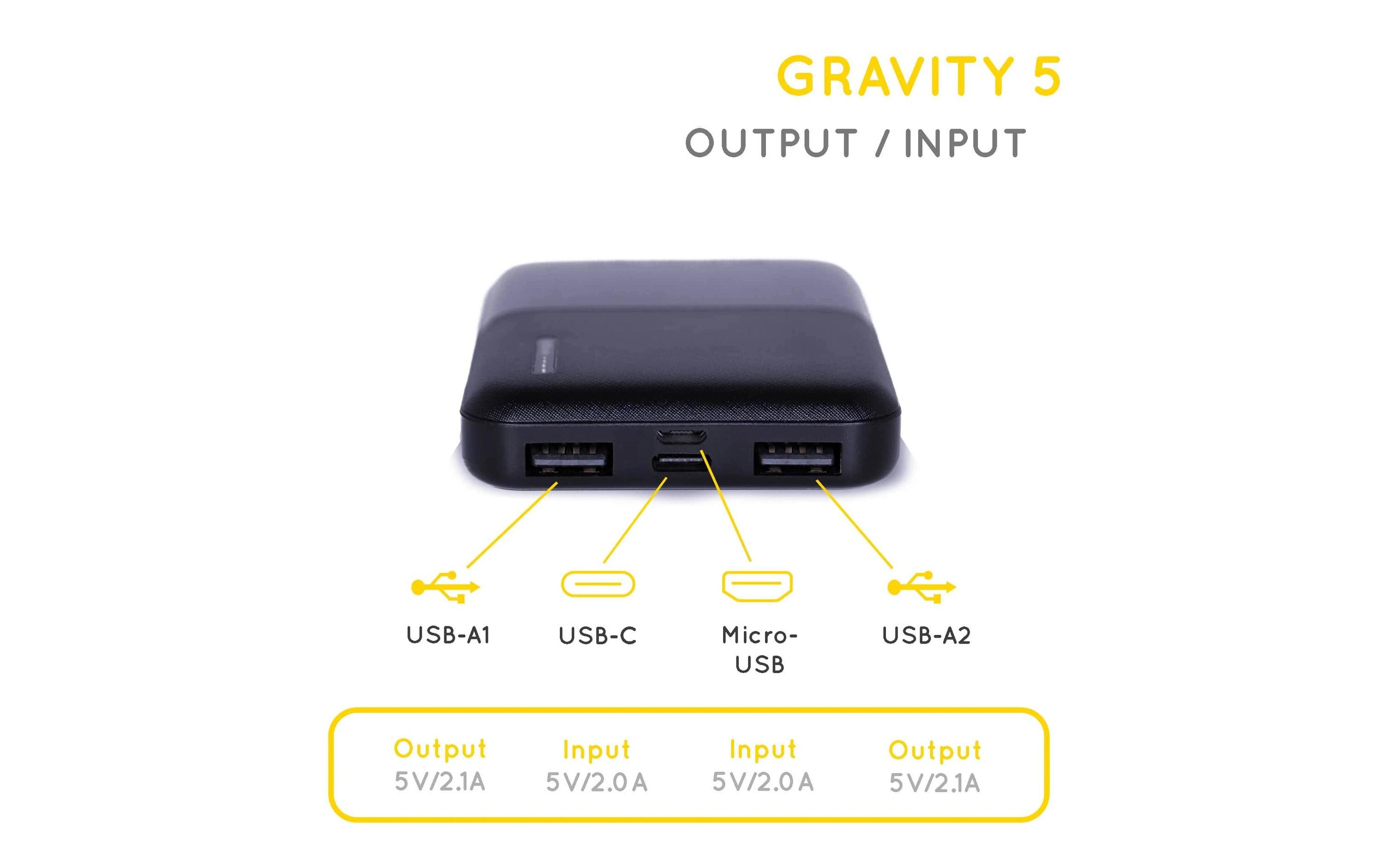 Powerbank Gravity 5 - 5000 mAh5'000 mAh kompakte Li-Ion PowerBank