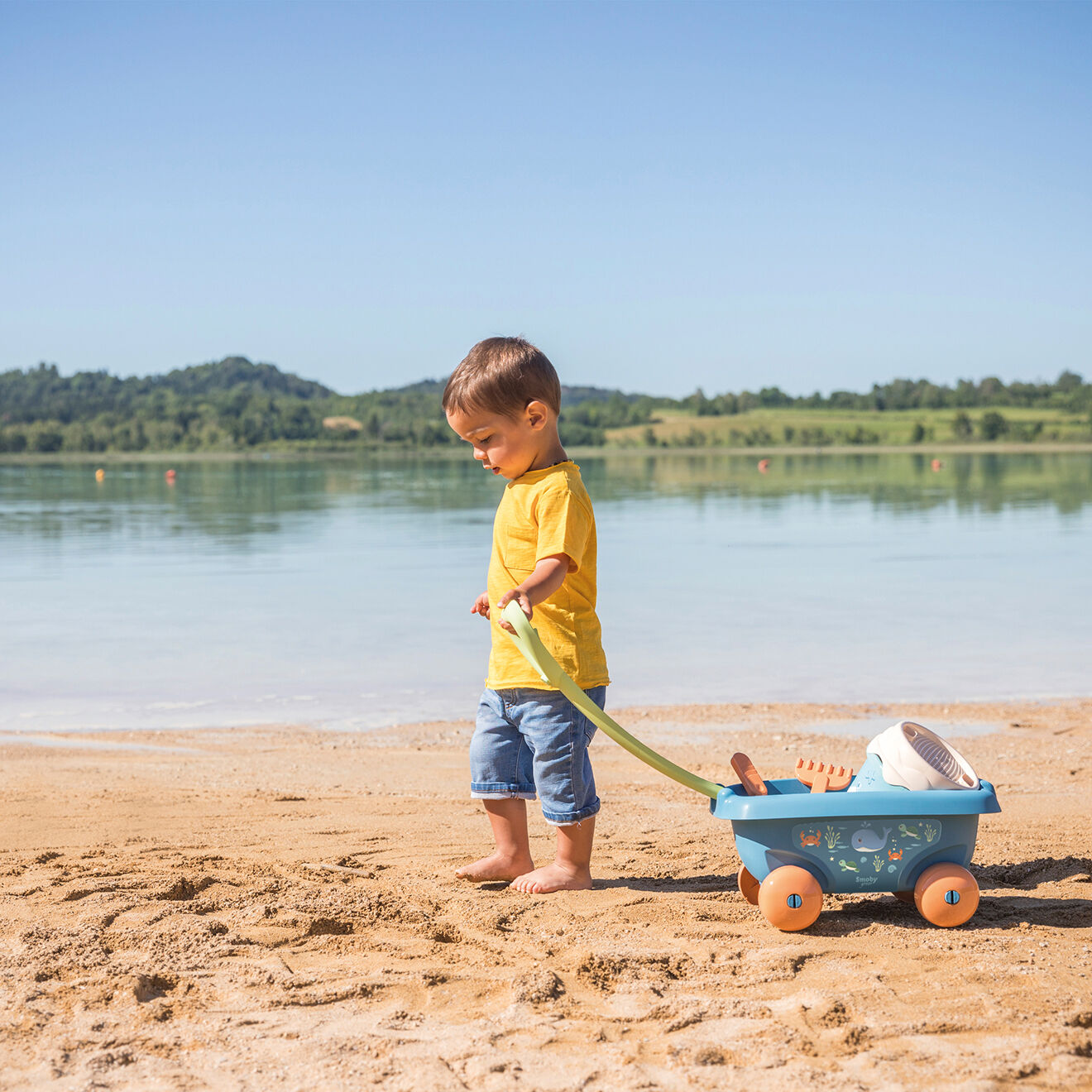 Smoby Chariot de plage garni bleu -