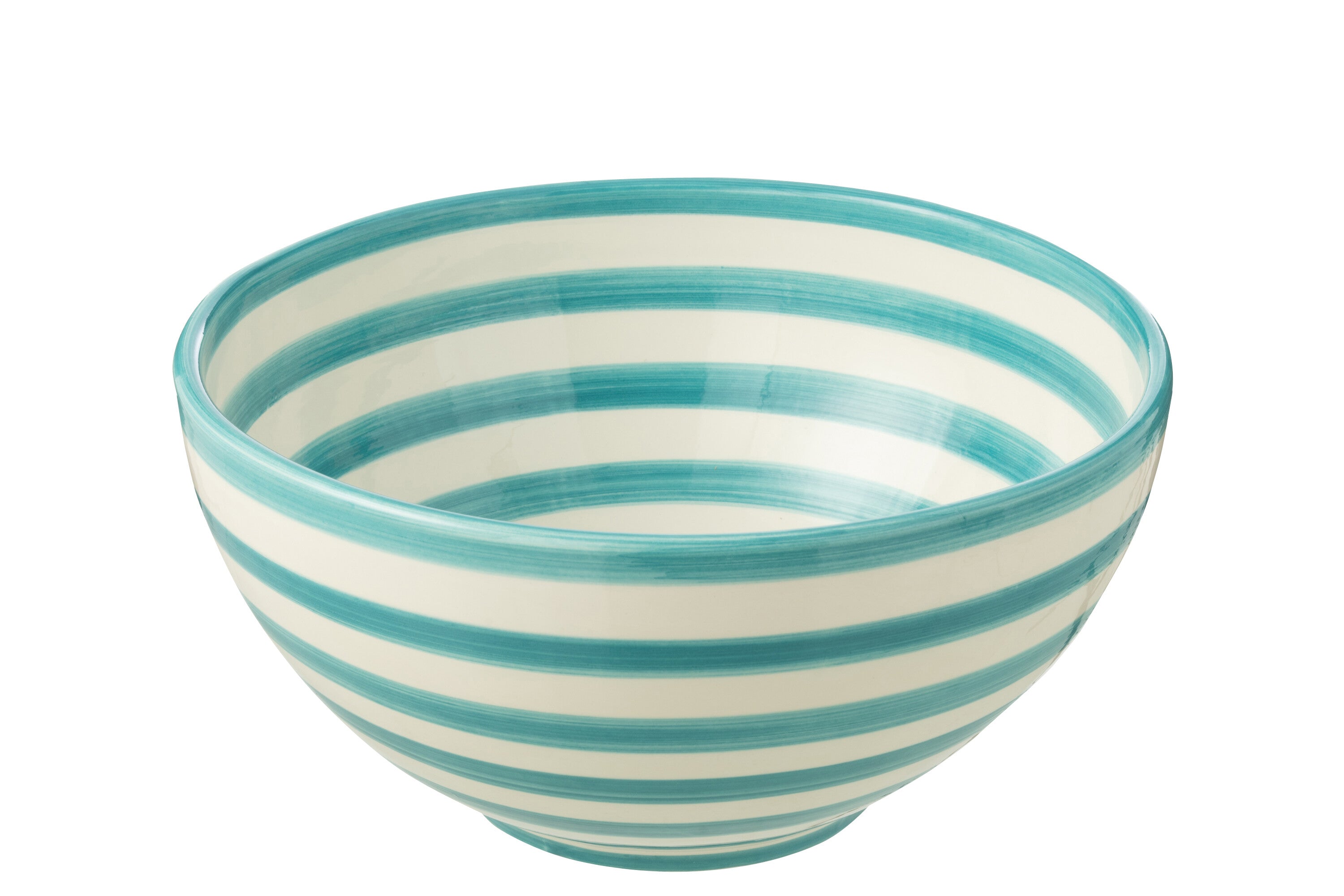 J-Line kom Granada Stripes High - keramiek - wit|aqua - larg