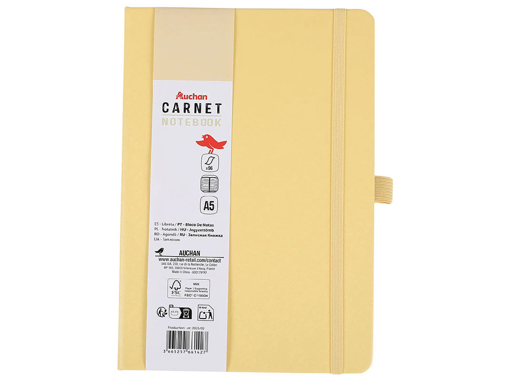 BLOCO NOTAS A5 LINHAS AUCHAN AMARELO \