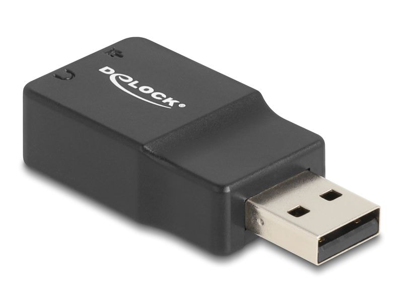 Delock Soundkarte USB-A Stecker - 2x3.5mm Klinke Plug & Pla Delock Externe USB Soundkarte mit USB-A Stecker auf 2 x 3,5 mm Klinkenbuchse Plug & Play Audio Adapter schwarz