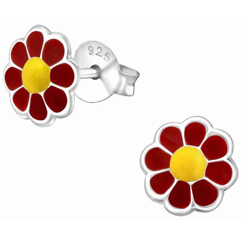 Boucle d'oreille fleur en argent 925/1000